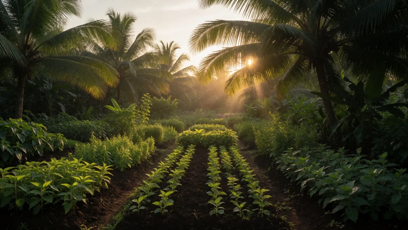 Makassar herb garden at golden hour
