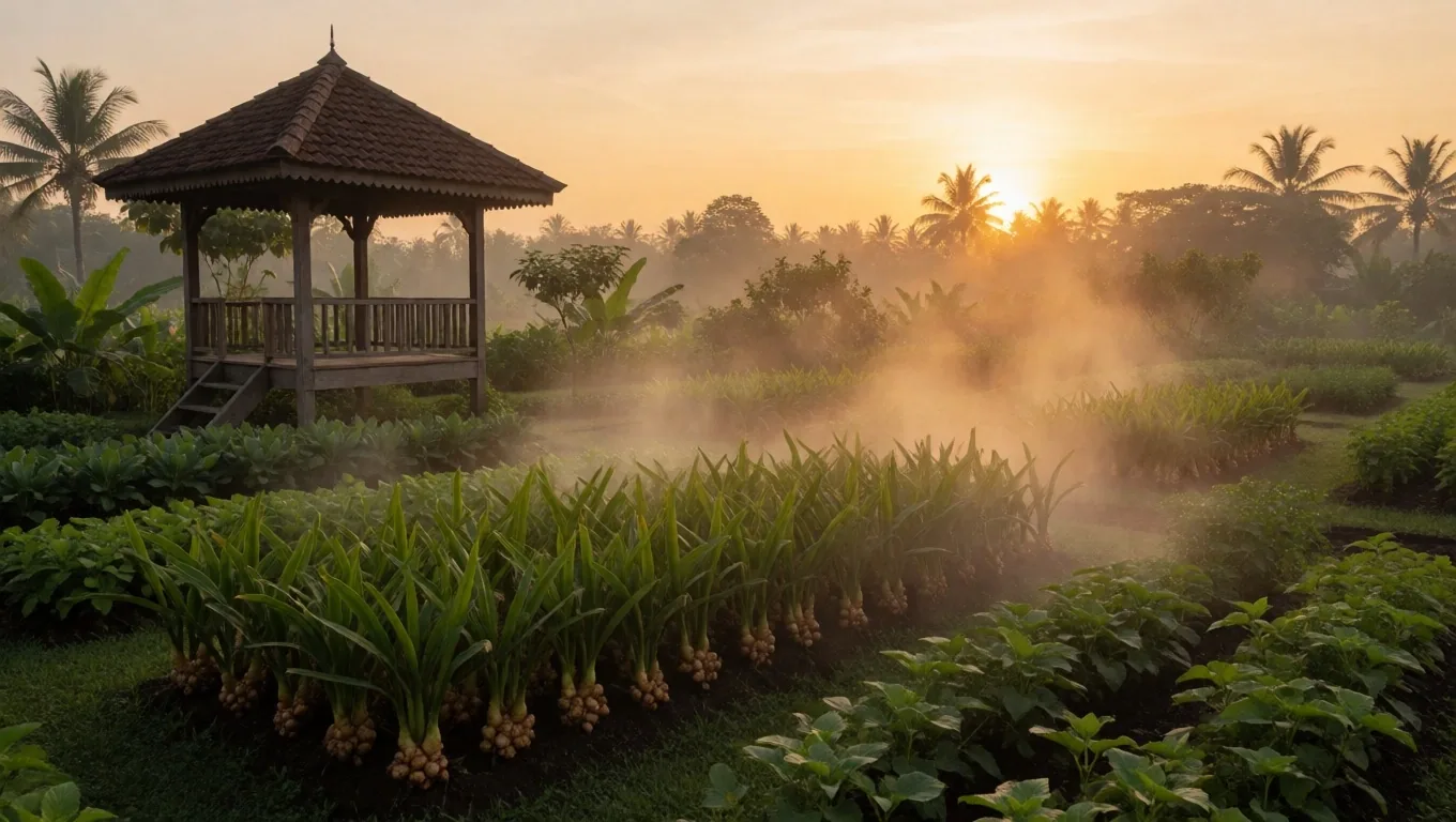 Makassar herb garden at golden hour