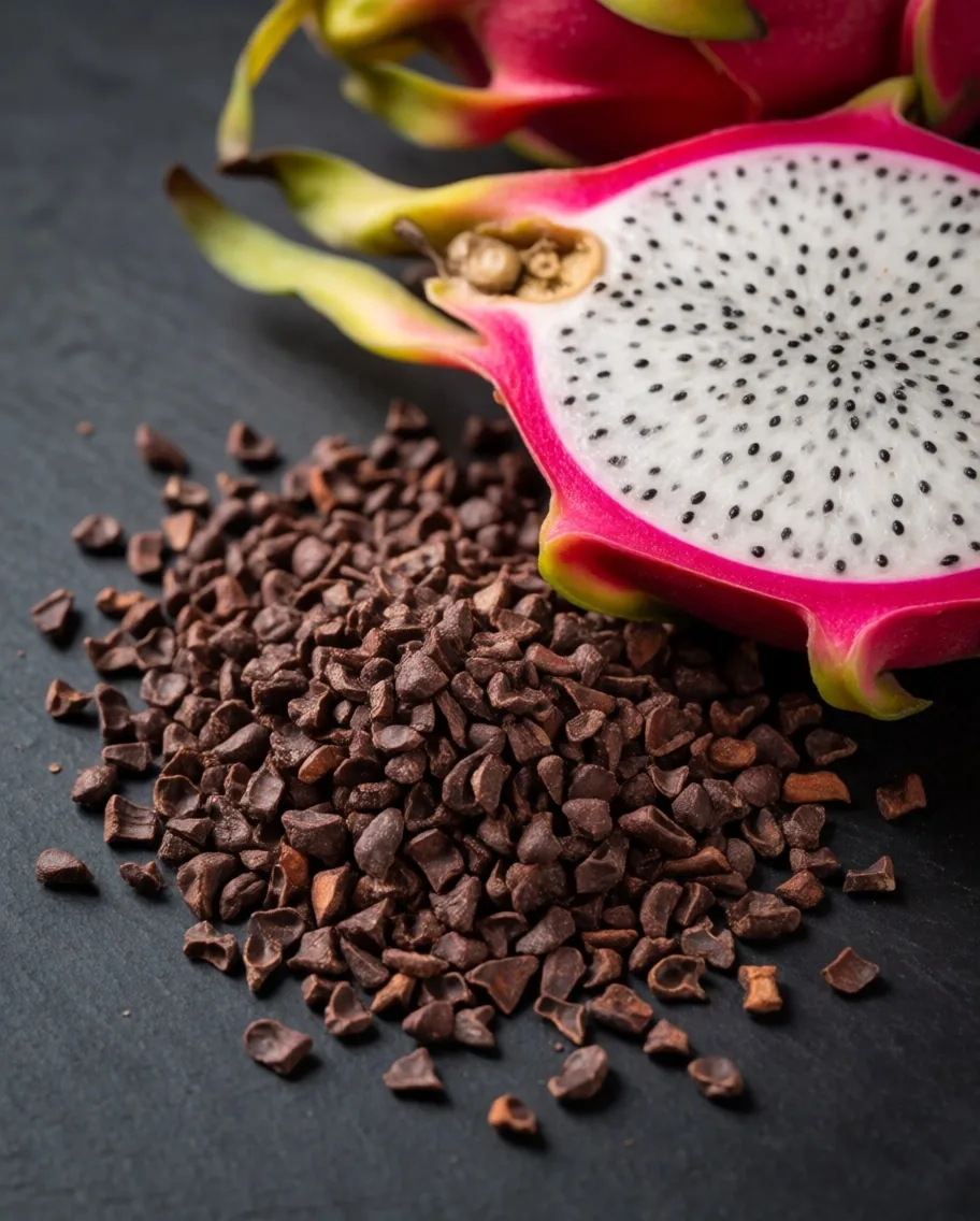 Indonesian superfoods arranged on dark paper